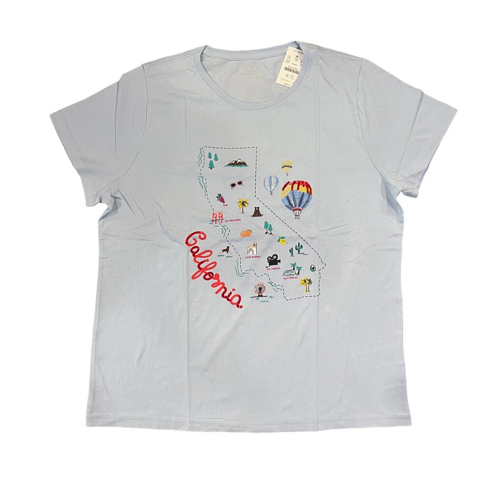 NWT J. Crew Light Blue California Graphic Tee -